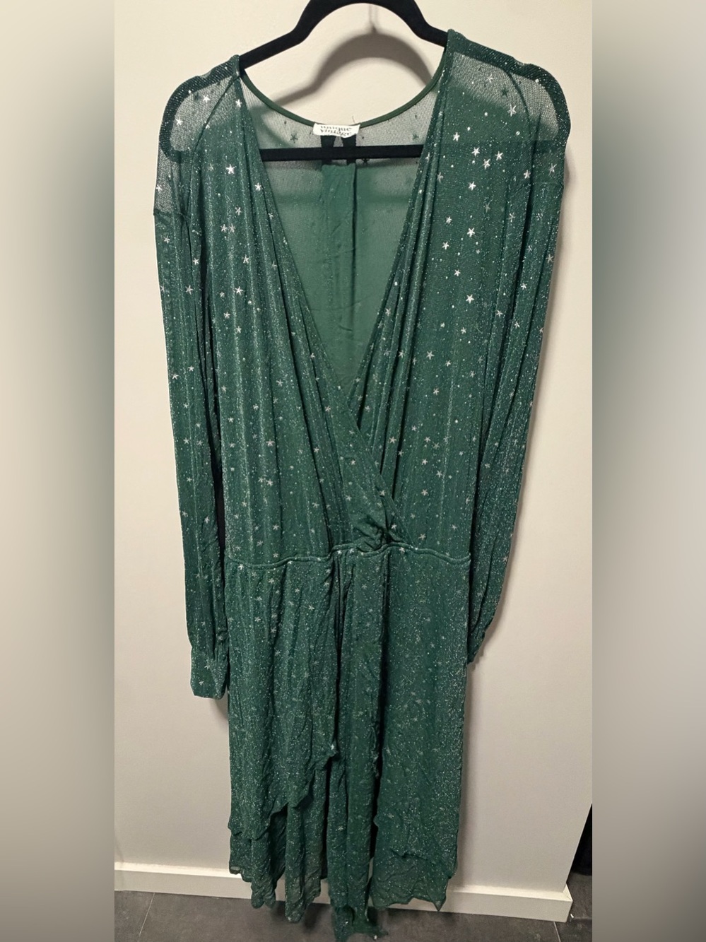 Unique Vintage Green Star-Print Midi Dress